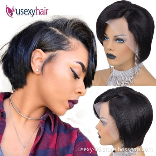 Best Selling Wholesale 8A Grade Short Pixie Cut 100% Brazilian Virgin Human Hair Lace Front Wigs